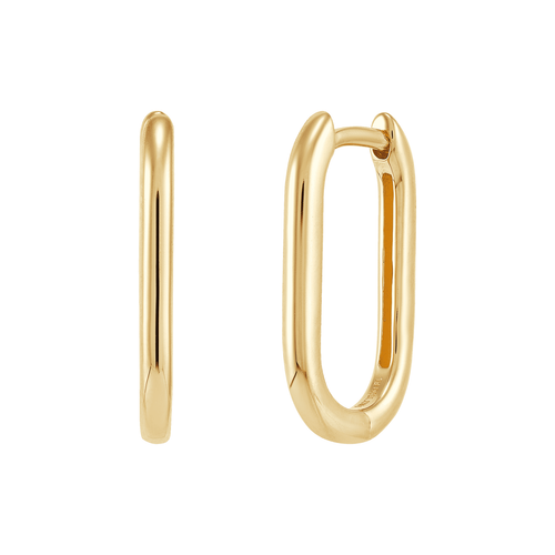 Pre-owned Welry 18mm Oval Hoop Earrings In 14k Yellow Gold