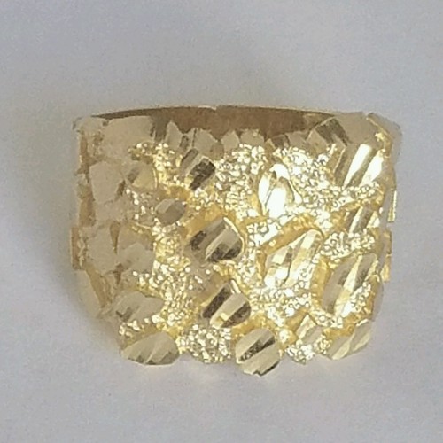 Pre-owned Handmade Big Men's 10k Yellow Gold Nugget Ring Size 9 10 11 12 In White