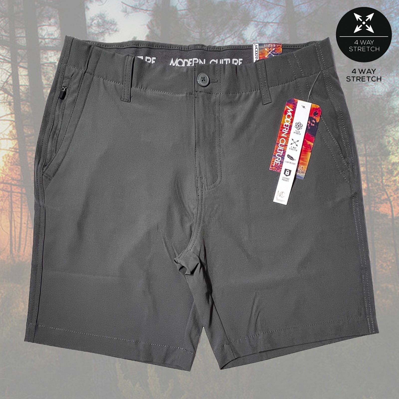 【MODERNIF】Earth Twill Banding Shorts MODERN CULTURE 4-Way Stretch Waist Flat Front 8