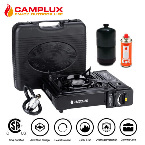 Camplux Tabletop Portable Gas Stove w/Case Single Burner Out