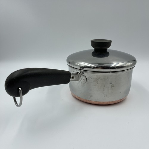 1801 Revere Ware 1 Qt Sauce Pan with Lid Stainless Copper