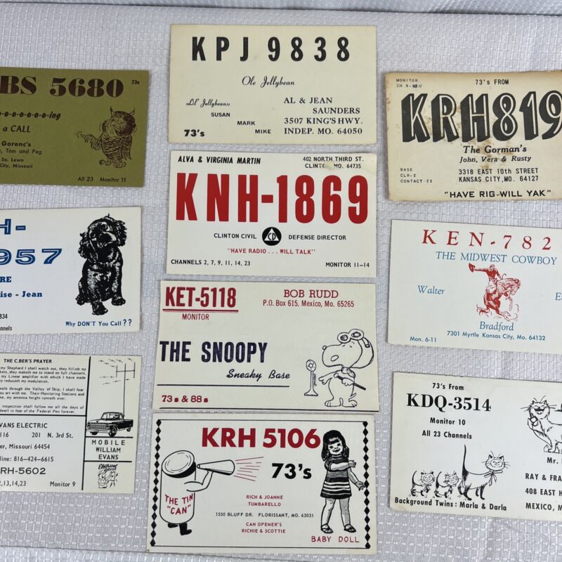 Vintage Radio Cards Amateur Radio QSL Cards Lot Missouri QSL Radio Cards Lot 10