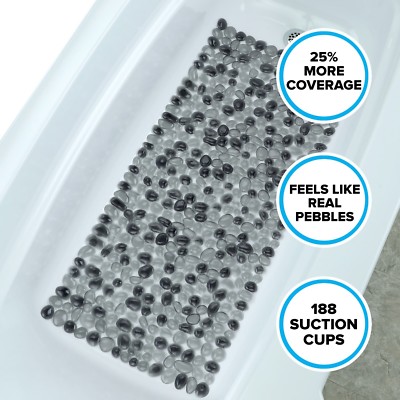 SlipX Solutions Extra Long Pebble Bath Mat - Dark Grey