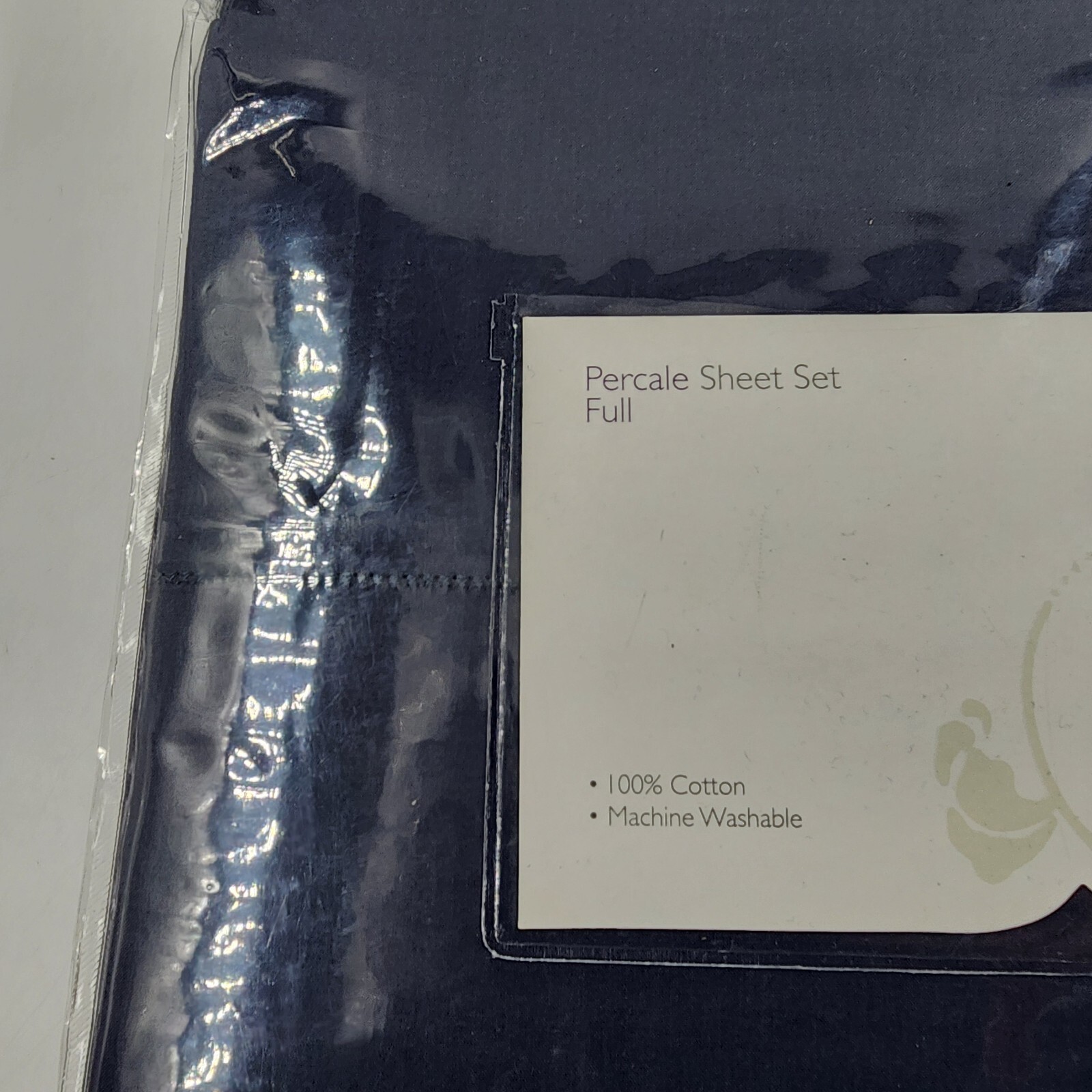 Sky Percale 4 Piece Full Sheet Set 54in x 75in Navy 2 Standard Pillowcases - Picture 3 of 12