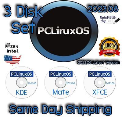 PC Linux OS 3 DVD Set with KDE MATE and XFCE | Color Labels | Same Day Shipping!