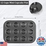 Audingull Mini Muffin Pan, Premium Small Cupcake Pans, Carbon Steel 12-Cup Muffin Tin, Versatile Non-Stick Bakeware
