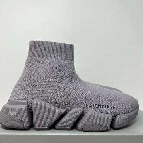 Pre-owned Balenciaga Speed 2.0 Lt Women's Knit Sneakers Size 36 Eu / 6 Us Dark Grey In Gray