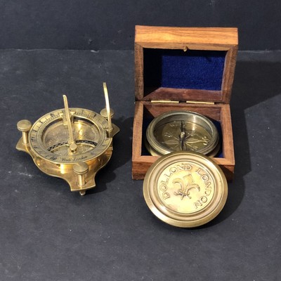 Vtg Brass Compass Lot Dollond West London Sundial Marine Nautical Fathers Day