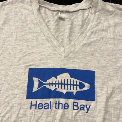 NWOT Santa Monica  Heal the Bay  Radioactive Fish Shirt Women s Medium  V-Neck
