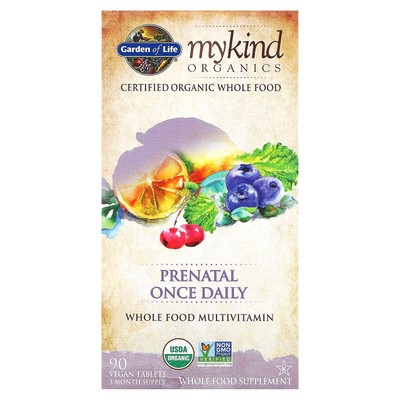 Garden of Life Mykind Organics Prenatal Once Daily 90 веганских таблеток без молочных продуктов,