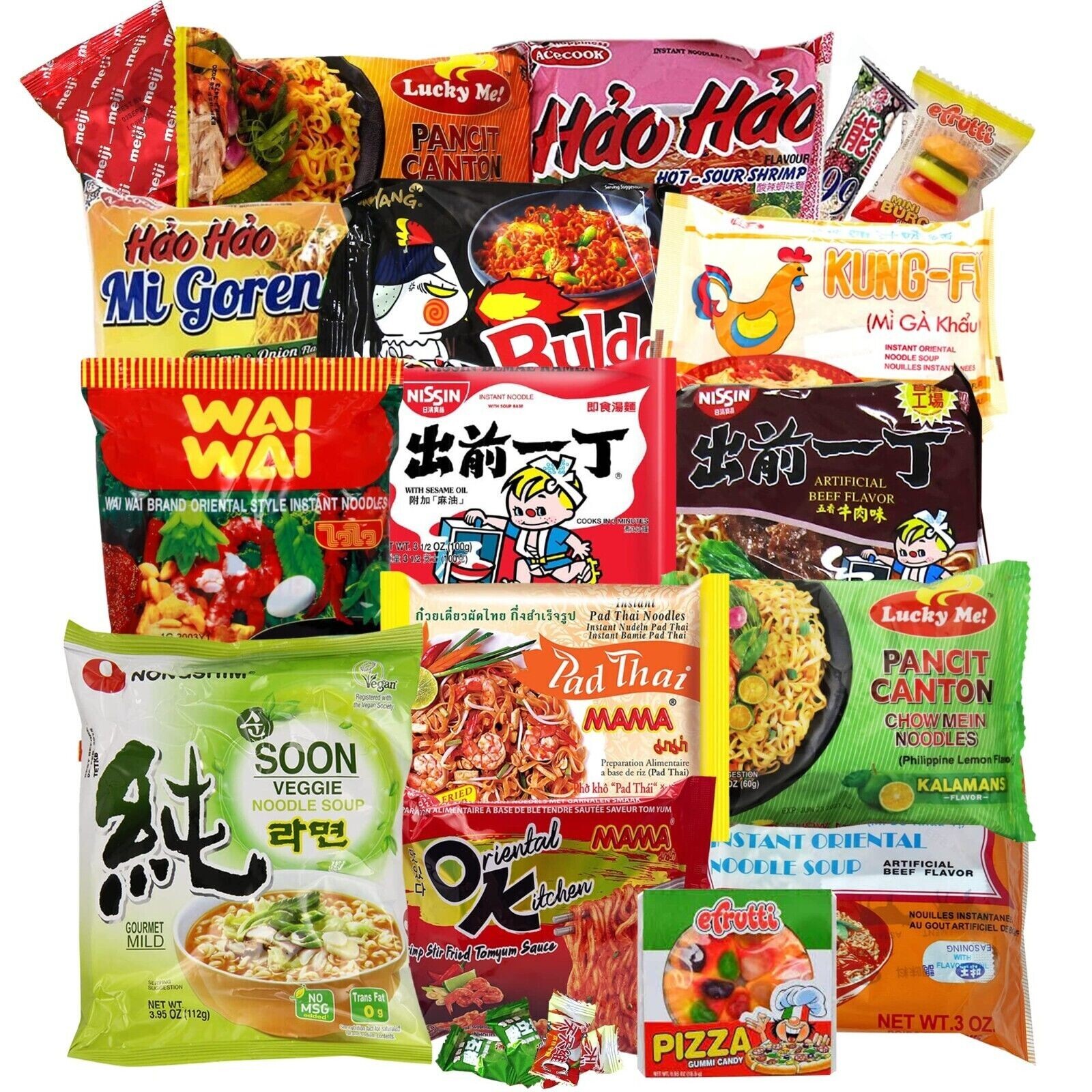 20 Piece Ramen Noodles Bulk Variety Pack Instant Noodle Soup Packets Asian Ramen