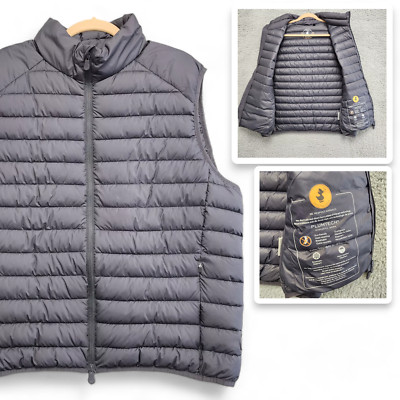 Save The Duck Puffer Vest Men's XL Gray Full Zip Ultra Light Jacket Packable