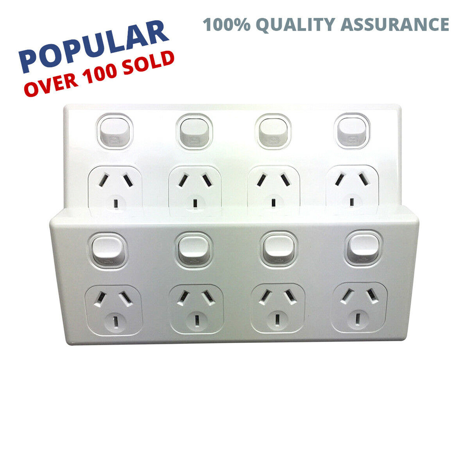 10 Amp Quad GPO x2 Pieces Power Point 4 Gang Electrical