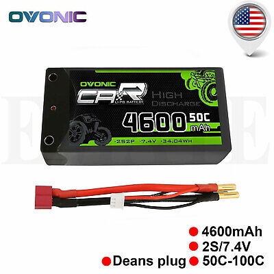 OVONIC 2S 4600mAh 7.4V 50C HardCase Lipo Battery Shorty Pack Deans Plug for RR10