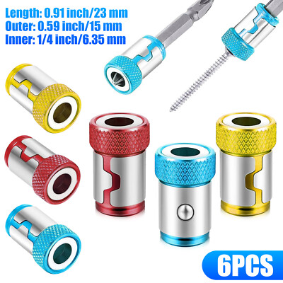 6PCS Magnetic Screw Ring Holder for 1/4" Hex Shank Strong Screwdriver Power Bits