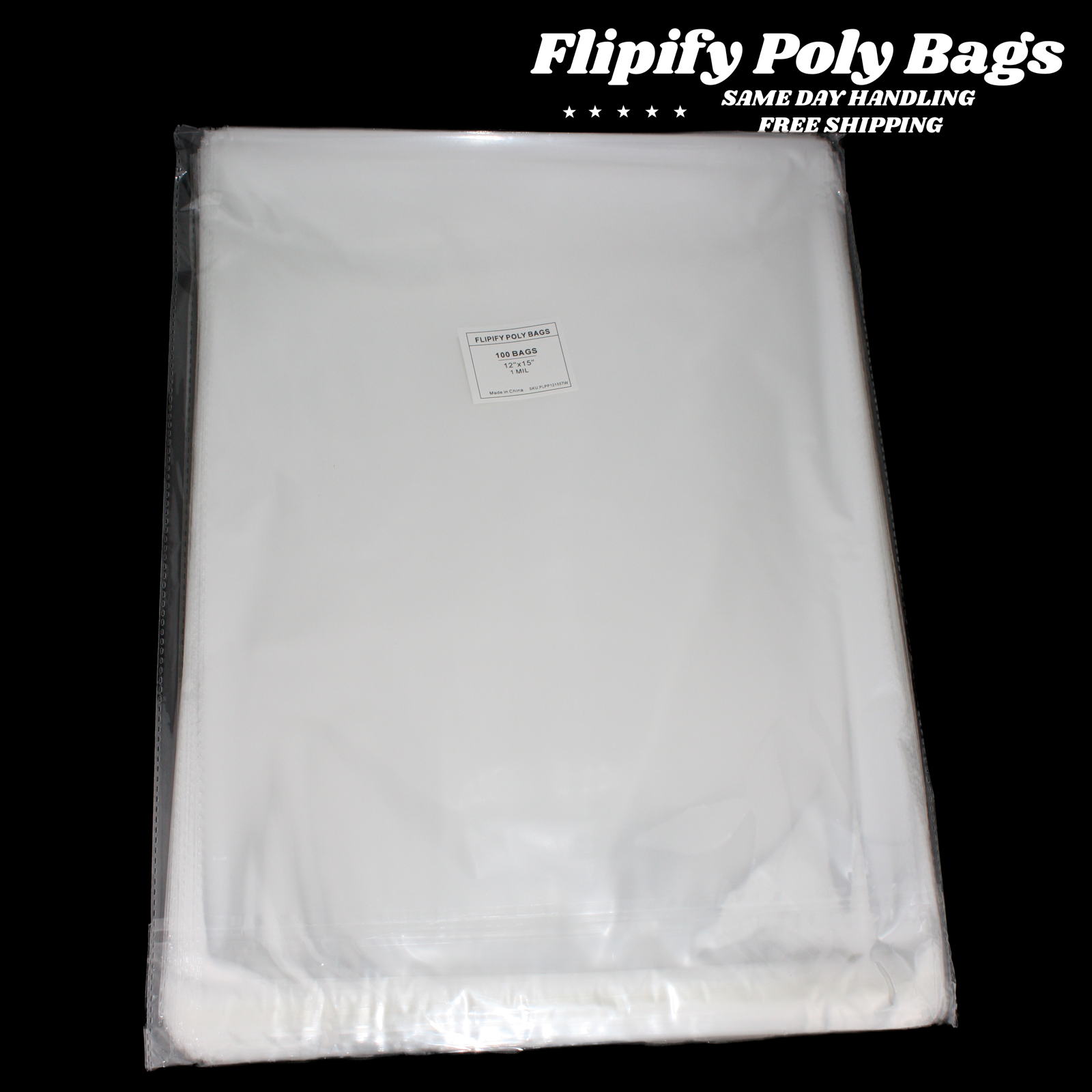 12x15 Clear Resealable T-Shirt/Apparel Self Seal Lip Tape Poly Plastic bags