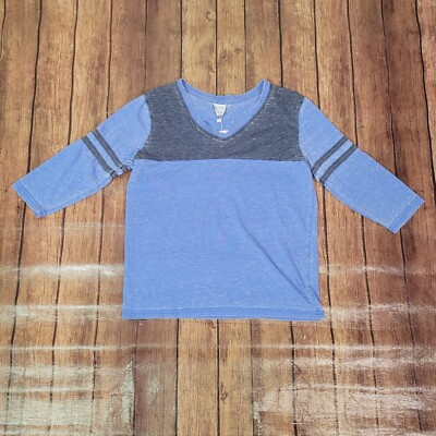 Exist Womens Shirt Blue S Tshirt Raglan 3/4 Sleeve V-neck Lightweight