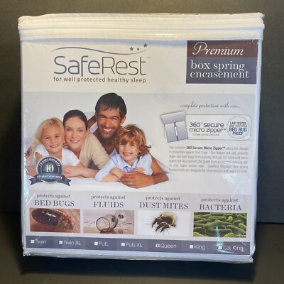 New SafeRest Premium 9'' Thick Box Spring Encasement Waterproof  Queen