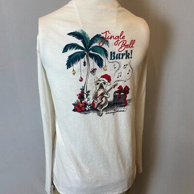Tommy Bahama T-Shirt Men's Size XL, White Long Sleeve Christmas Frenchie