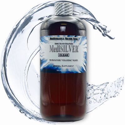 MediSILVER  CLEAR Immunity Booster True Free-Ionic Silver Ag++ Nutrient: 500 mL