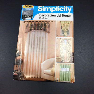 Simplicity 3406s Decoracion del Hogar Cortinas Talla Mexicana Sin Cortar