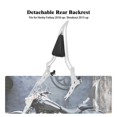 Chrome Detachable Passenger Backrest w/Pad Sissy Bar For Harley Fat Boy Breakout