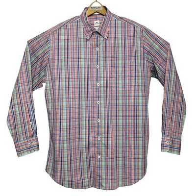 Peter Millar Mens Seaside Finish Multicolored Check L/S Ctn Btn Down Size Large