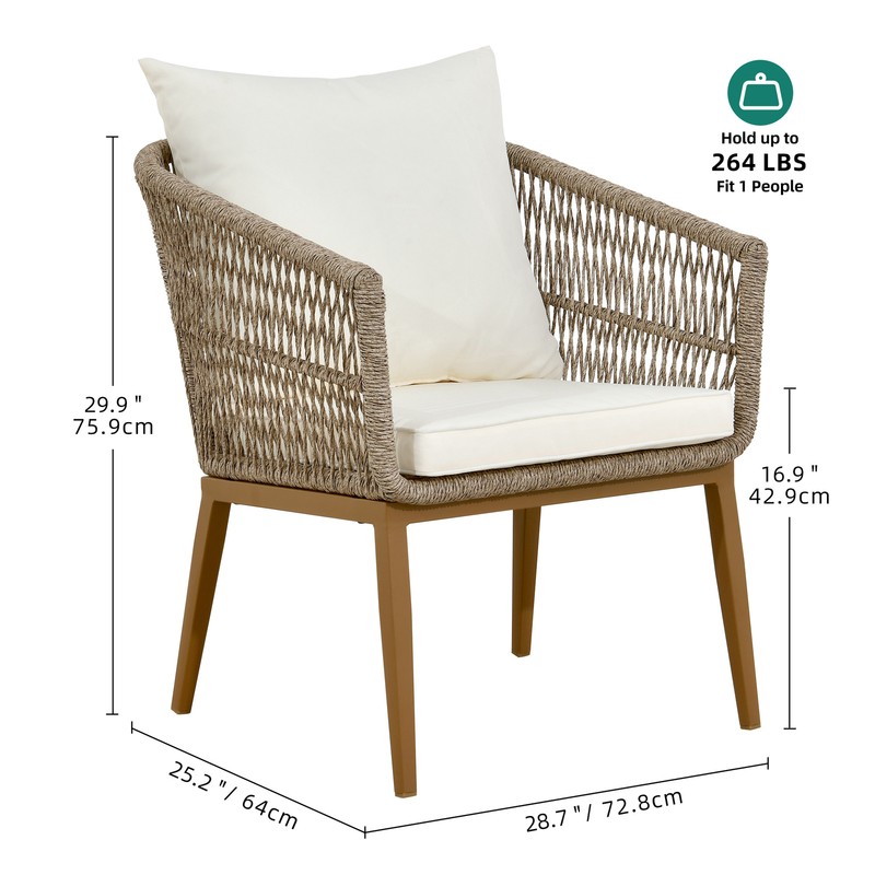 3-Pieces Patio Furniture Sets Outdoor Sectional Sofa Rattan Wicker Sofa w/ Table