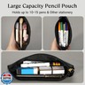 MROCO Pencil Case Black Pencil Bag PU Leather Pen Case Small Zipper Pouch for Pencils, Pens, Markers, Makeups, Change, Coins