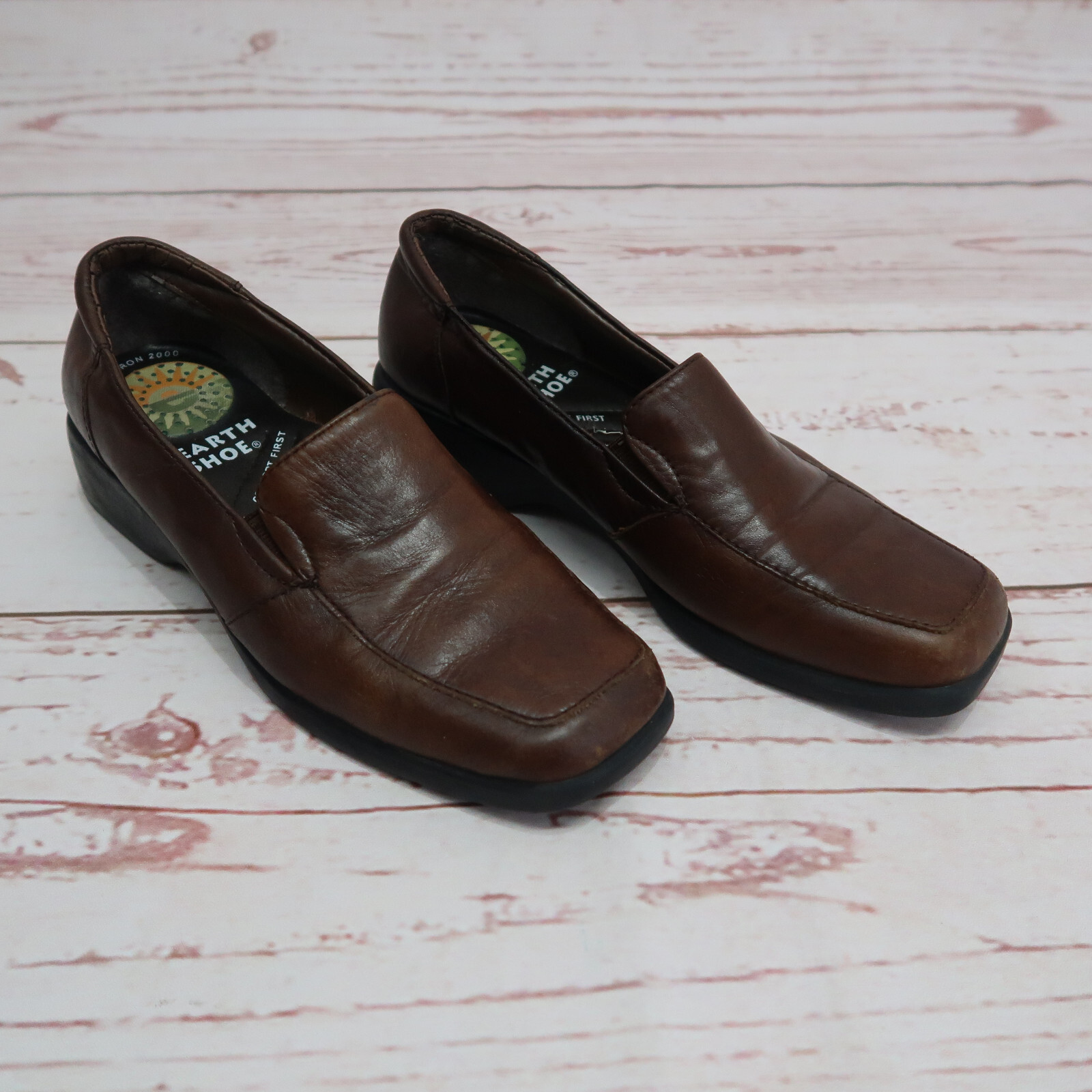 Earth Shoe Womens 6 Loafer Gelron 2000 Hemet Brown Leather