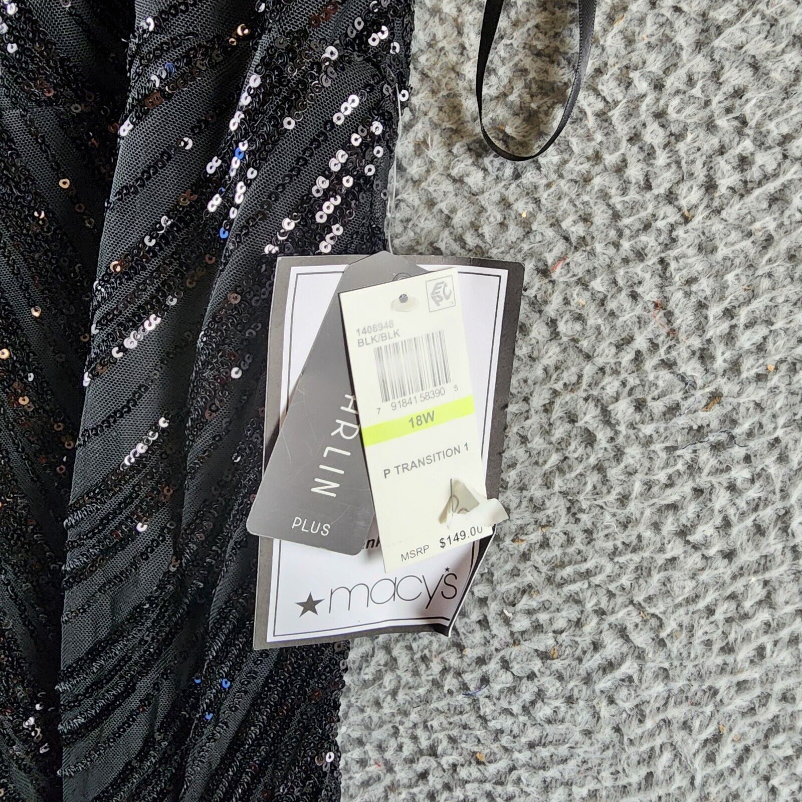 B Darlin Trendy Plus Size Sequined V-Neck Sleeveless Gown Women's 18W Black - Picture 9 of 15