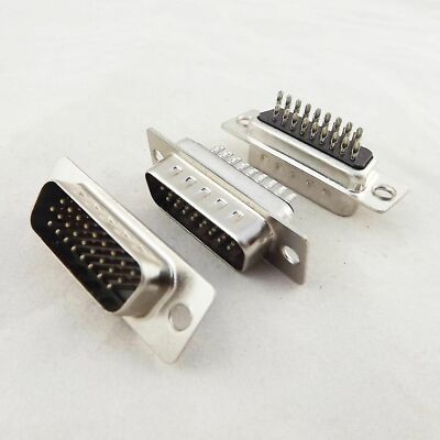 10pcs D-SUB DB26 26 Pin Male 3 Rows Solder Type Straight Adapter Connector DB26M