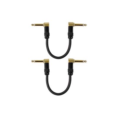 Audio2000's C27000P2 0.5 ft 1/4'' TS Right Angle 6 Inch Instrument Cable (2 Pack)