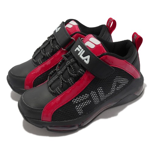 Fila B415W Черный Красный Белый Младший Детский Дошкольный Ремешок Баскетбольная Обувь Кроссовки