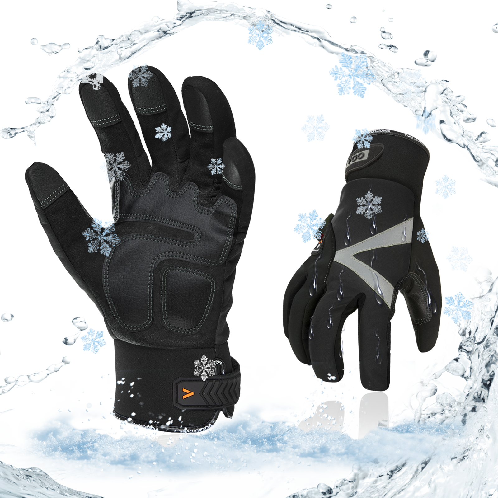 Vgo 1/2Pairs -4℉ Lined Touchscreen Waterproof Winter Work Gloves (SL8777FW-B/-Y)