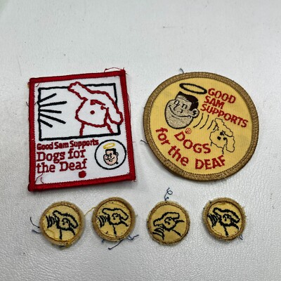 Vintage 6 Patches LOT GOOD SAM DOGS FOR THE DEAF Patch Lot (4 ARE TINY!) T104