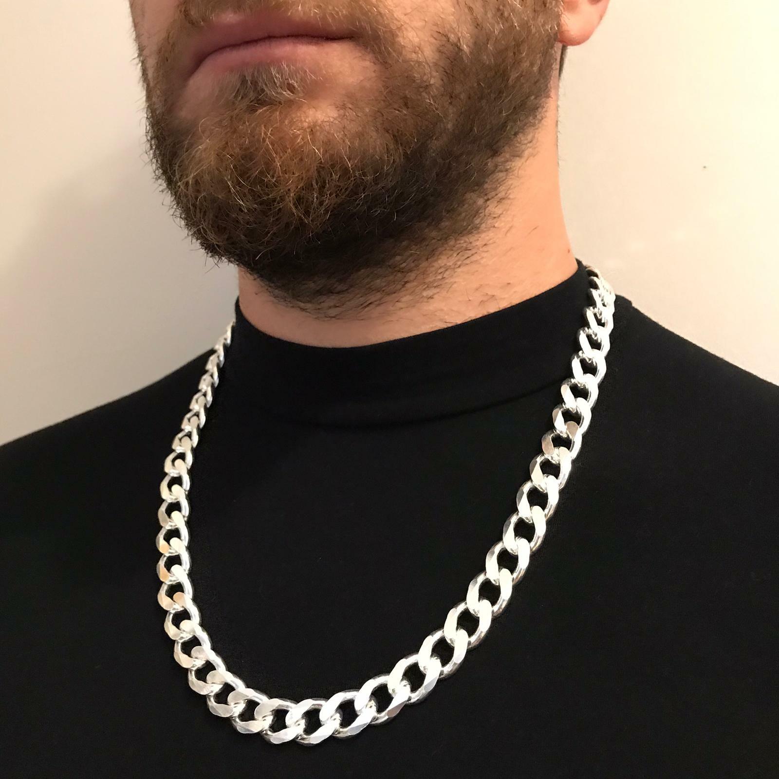 Pre-owned Handmade Mens Cuban Tight Curb Chain Necklace 925 Sterling Silver 159gr 14mm 28inch