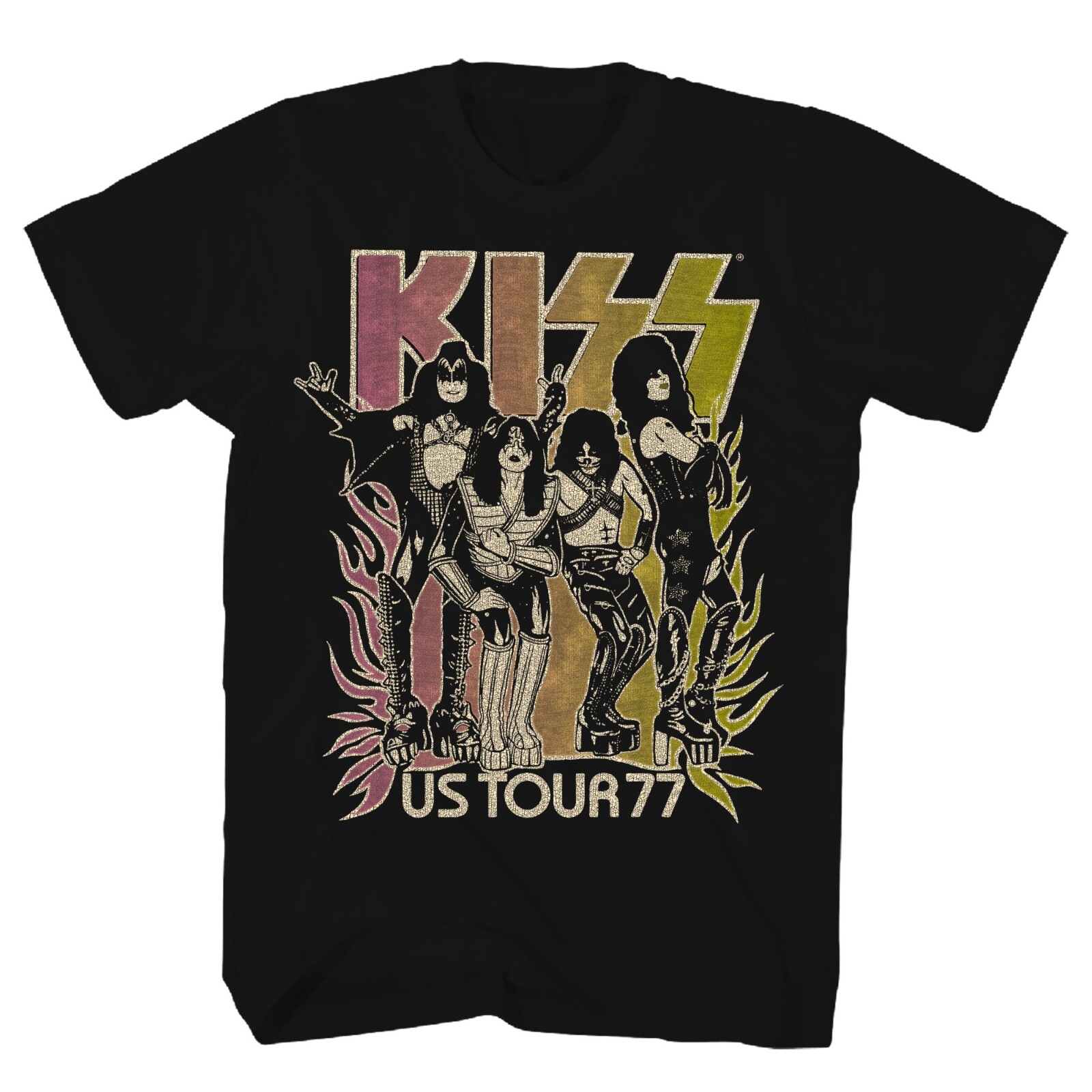 KISS U.S. Tour '77 Gradient T Shirt Mens Licensed Rock N