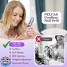 PELCAS Electric Nail Drills, 10 Speeds Cordless Nail File with LED Light, Portable Manicure and Pedicure Kit, Nail Grinder with LCD Screen for Human, Pet, Thick Toenails, Natural and Acrylic Nails Purple