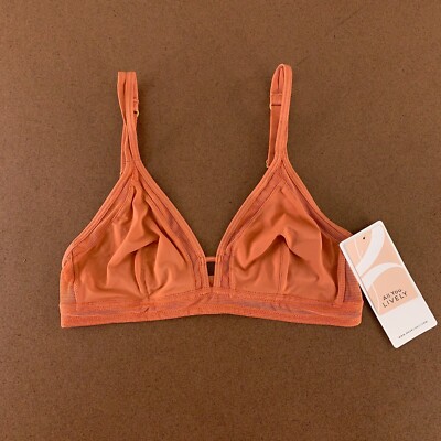 All You Lively Women's Size sMALL Peach Mesh Trim Wireles Bralette NWT