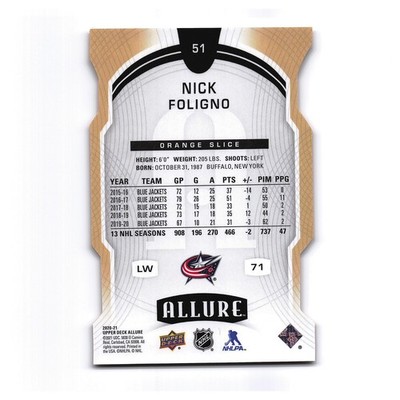 2020 Upper Deck Allure #51 Nick Foligno Orange Slice