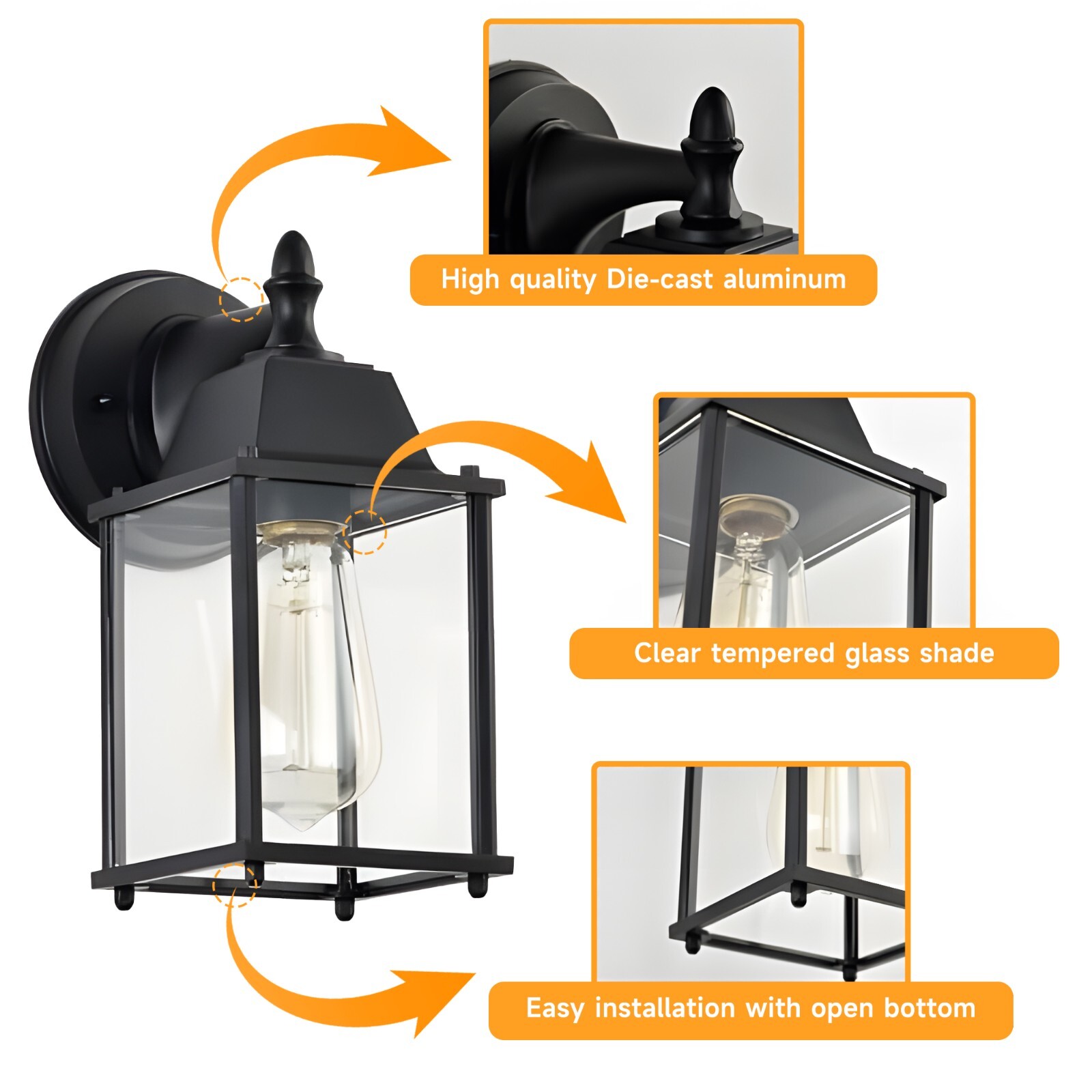 Porch Lights Outdoor Fixture 2 Pack Outdoor Lights Wall Mount Black