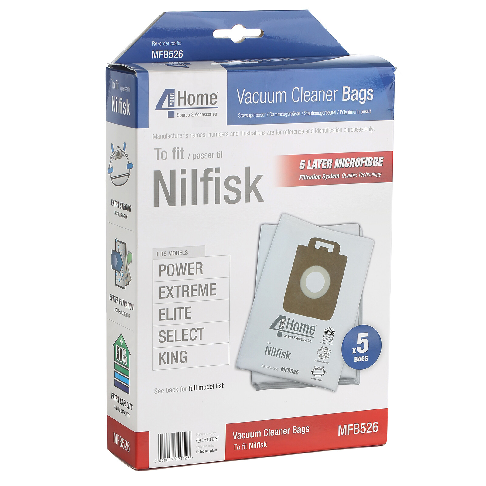 Nilfisk GM200 GM300 GM400 P40 Microfibre Aspirateur Hoover Poussière Sacs x5 a689