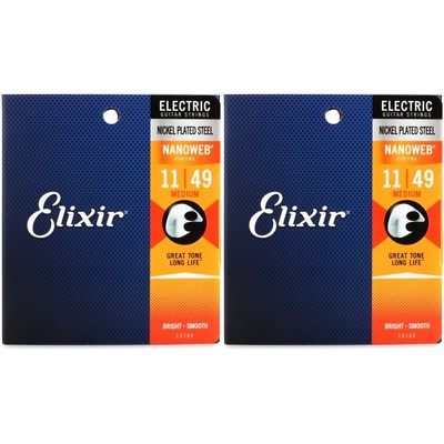 Elixir Strings 12102 Nanoweb Electric Guitar Strings - .011-.049 Medium (2-pack)