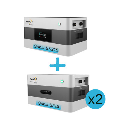 SunLit BK215 Kopfspeicher für Balkonkraftwerke mit SunLit Zusatz Speicher 2xB215
