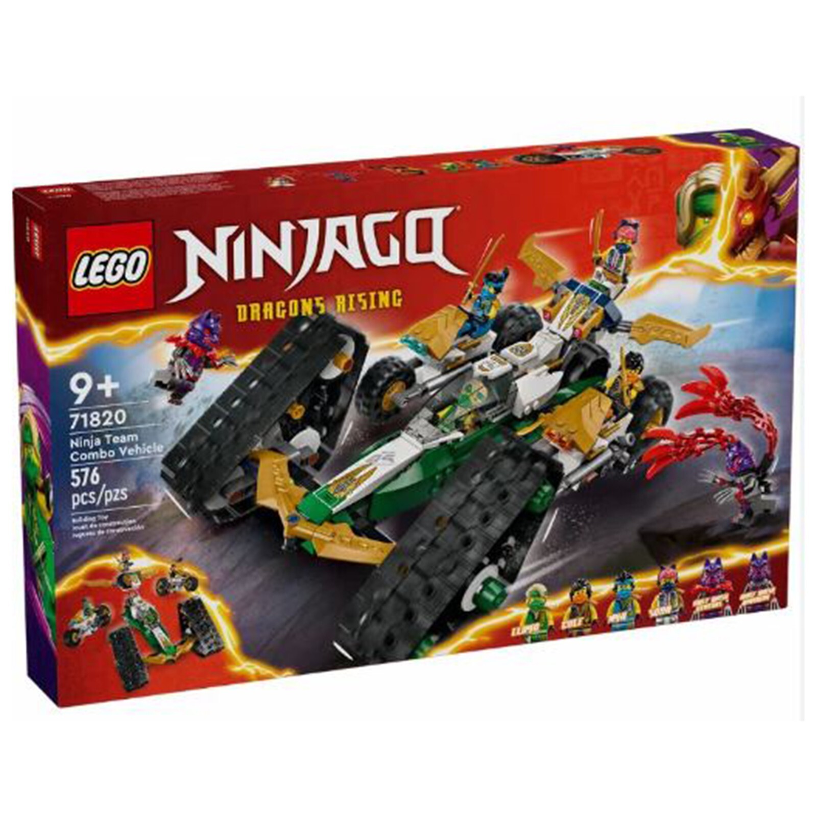 Набор для создания комбинированного транспортного средства LEGO Ninjago Dragons Rising Ninja Team 71820 НОВЫЙ