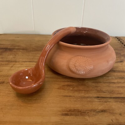 Vintage Bortner & Bortner Ltd Design TerraCotta Salsa Bowl with Spoon