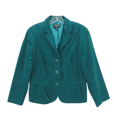 TALBOTS Teal Corduroy Blazer Jacket Cotton Lycra Blend Size 8P