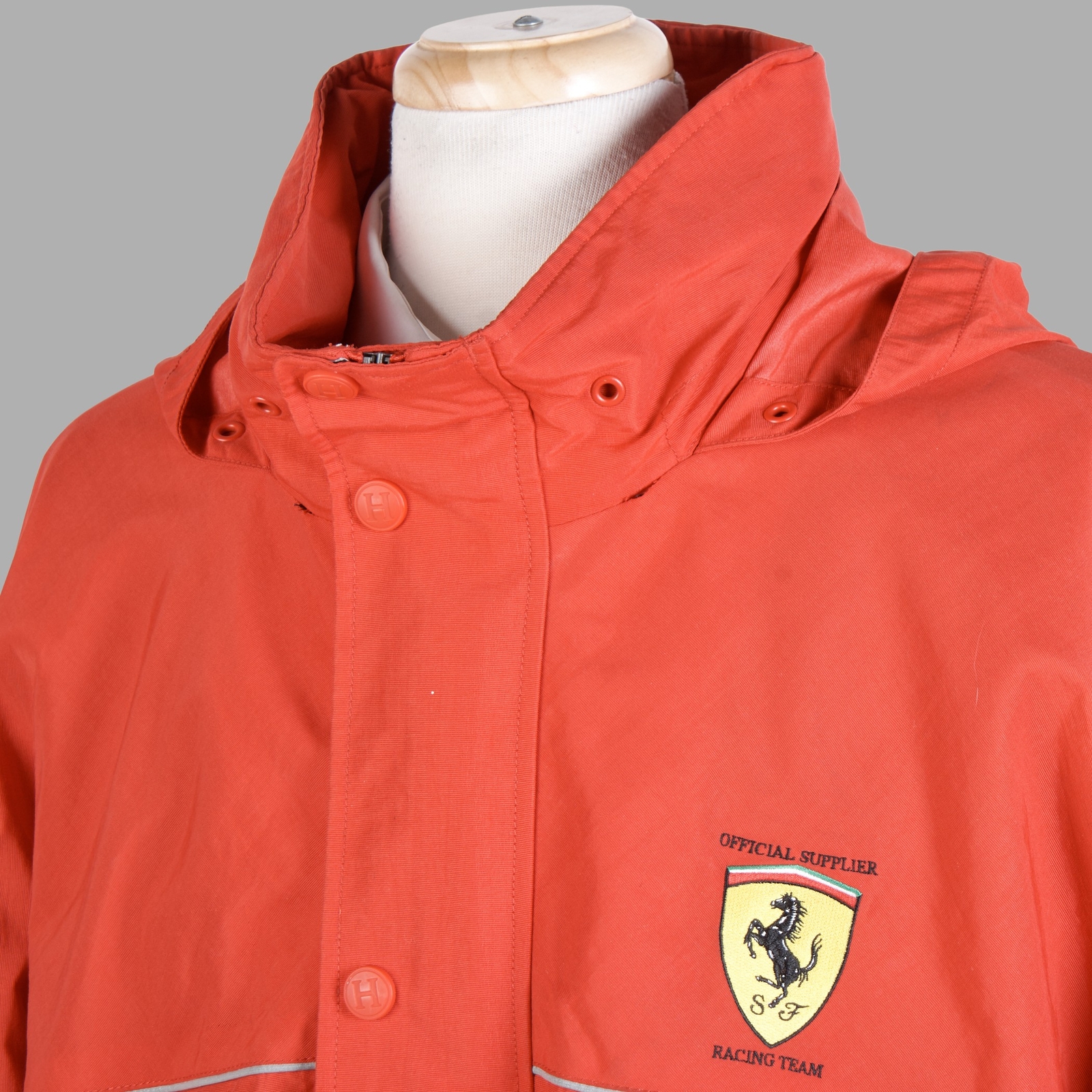 Ferrari Team Jacket Mens 2XL XXL Tommy Hilfiger Red WaterStop Hooded Rainwear