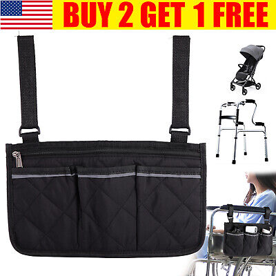 Outdoor Wheelchair Side Pouch Storage Bag Armrest Pocket Organizer Holder New US